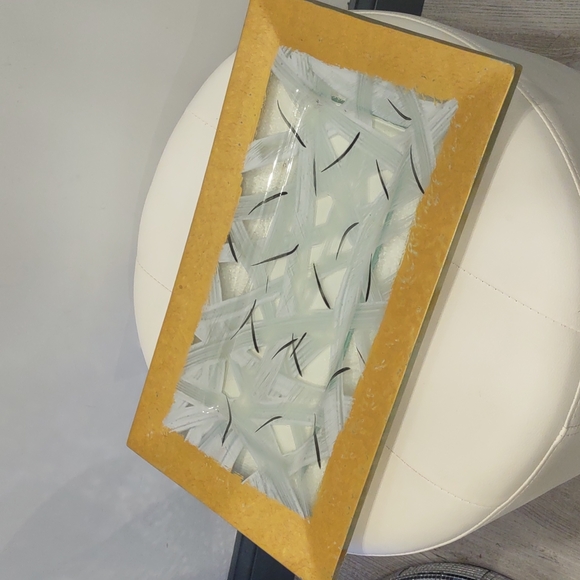 Handmade in Israel Naharlya Glass Tray Andreas Meyer Gold White Painted Art - Picture 4 of 8